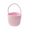 Prudance Small Cotton Woven Handle Basket, 6" x 5", Pink,Favors