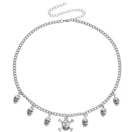 Skull Necklace - Unique Skeleton Jewelry With Skull Pendant And Bone Detail, Skull Jewellery Women, Bones Necklace, Skull Choker, Skull Gifts Women, Skull Gifts, Silver Choker, Skull Necklace Charm