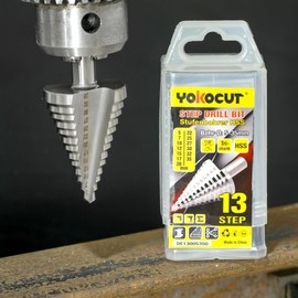 Step Drill, Diameter 5-35 mm Taper Drill, Peeling Drill Ideal for Metal, Steel, Wood, Plastics - 13 Levels HSS Step Drill Cone Drill with 10 mm Shaft Step Drill HSS M2 High Speed Steel