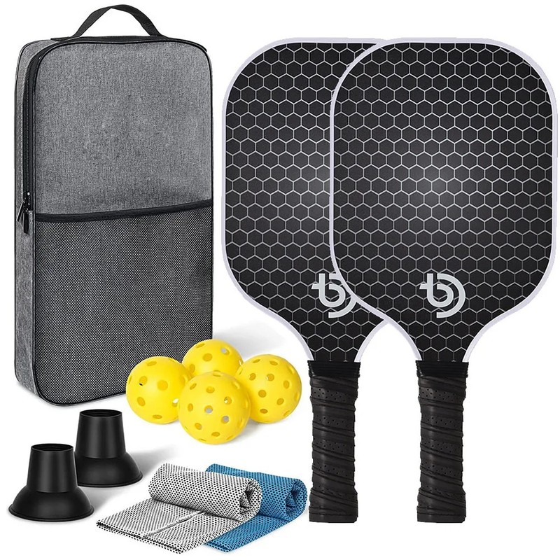 Toolzia Pickleball Paddle Set Graphite Carbon Fiber 2 Paddles with