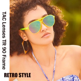 Lasiyanor Lightweight TAC Polarized Tinted Classic Vintage Retro 70s Sunglasses, TR-90 Frame for Women Men, UV 400 Protection