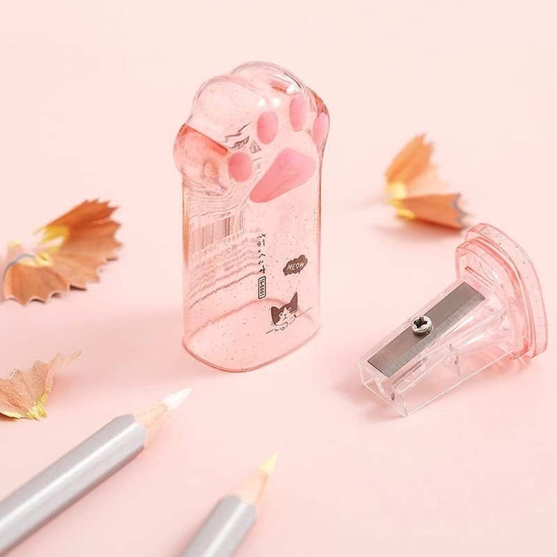 Cute Pink Cat Paw Pencil Sharpener Kawaii School Supplies Student