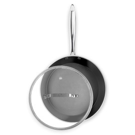 Luxurious Non-Stick Ceramic 8 Inch Rose Gold Pan with Lid, Lightweight, Scratch-Resistant, Dishwasher Safe, Oven Safe up to 500°F, Suitable for All Stove Types