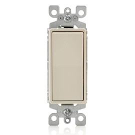 Leviton 5613-2T 15 Amp, 120/277 Volt, Decora Rocker Lighted Handle, Illuminated Off 3-Way AC Quiet Switch, Residential Grade, Grounding, Light Almond