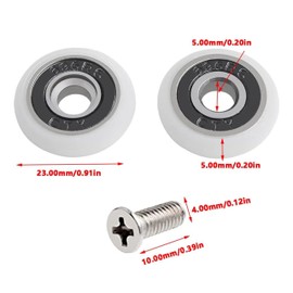LQKS 8Pcs Shower Door Rollers,Replacement Part for Bathroom Glass Door Runners,Diameter 23 mm,for The Bathroom Pan Glass Sliding Door Pulleys/Runners/Wheels,Strong Load-Bearing Capacity,Ultra-Quiet