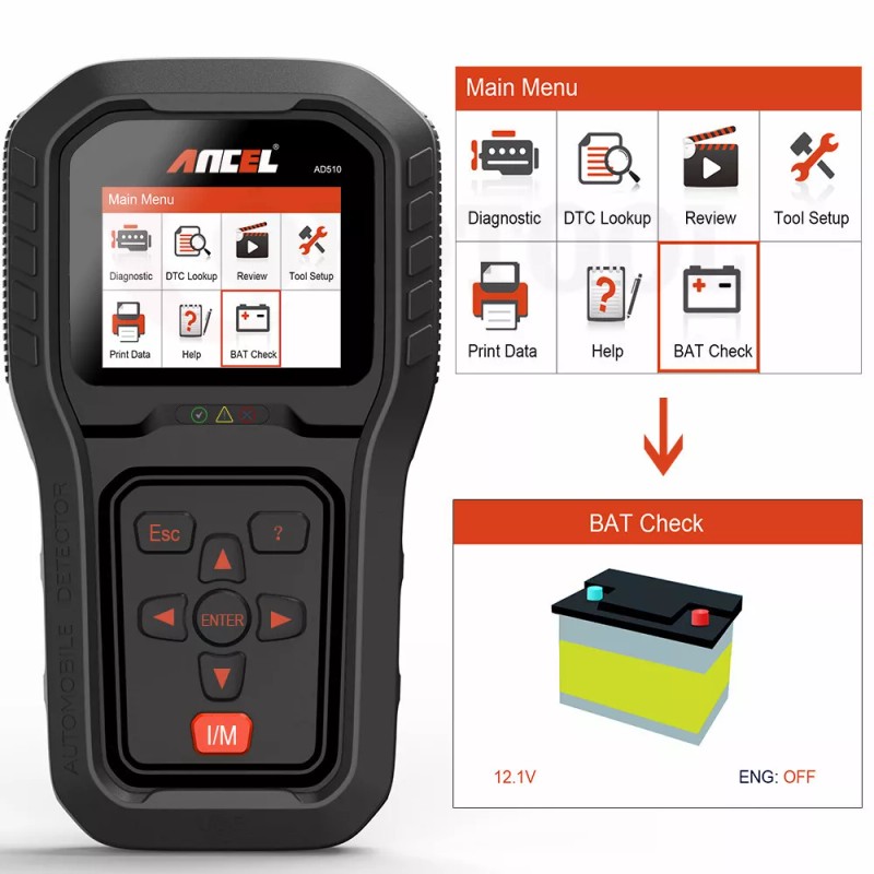 Ancel AD510 OBD2 Auto Check Engine Battery Check Diagnostic Scanner