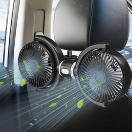 Car Fan for Backseat kids, Dual Head USB Car Seat Fans,Powerful 3 Speeds 360° Rotatable Dual Head Cooling Car Seat Fan for Sedan SUV RV Truck Vehicle