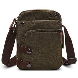DORRISO Fashion Shoulder Bag Men Messenger Bags Lightweight Portable Work Travel Casual Durable Daily College Bag Multi Pockets Small Canvas Men Satchel Bag Green