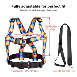 HOOMTREE Safety Harness Leash for Special Needs Child Aged 3-12 Years Fully Ajustable, Sturdy Walking Harness for Older Children with Grab Handle, Keeping Active ADHD/ASD Autism Kids Safe in Public