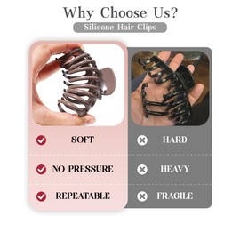3 Pcs Silicone Hair Clips Flexible Claw Clips for Women Cloud Clip Soft Bendable Hair Claw Clip