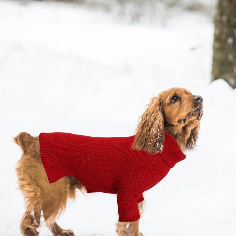 Geyecete Dachshund Sweater Dog Turtleneck Sweater,Cold Weather Cable Knitwear Small