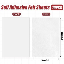 Bonsicoky 10 Pack Self Adhesive Felt Sheets - White Felt Fabric with Adhesive Backing - Peel and Stick Felt Sheet for Arts Crafts DIY and Decorations - A4 Size(8" x 12")