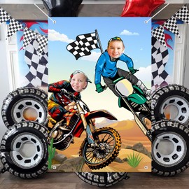 Motorcycle Photo Banner, 59 in x 39 in Dirt Bike Photo Background, Motocross Photo Background, Decorative Background for Photos, Ideal for Motocross Birthday Party