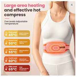 Toolzia Women Menstrual Heating Pads Effective Hot Compress Period Relief Belt Rechargeable Heated Waist Massager Gifts for Female
