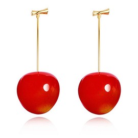 Wowanoo Cherry Earrings Cute Red Stud Earring Drop Dangle Fruit Jewelry for Women Girls Red