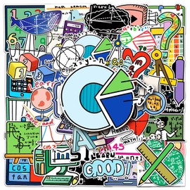 Mathematical Formula Stickers 50 Pcs Vinyl Funny Math Notation Sticker for Laptop Cars Skateboard Water Bottle Phone Luggage Bumper Computer,Waterproof Trendy Science Decals for Kids Adults Student