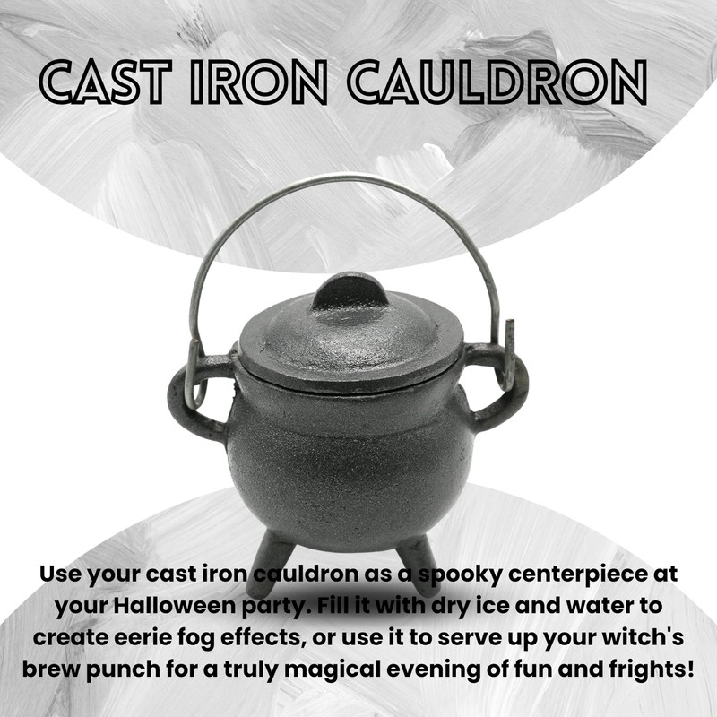 Reusable 4 Inch Cast Iron Cauldron Candle with Lid and