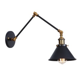 yzzy Industrial Wall Sconce Adjustable Swing Arm Wall Light Retro Reading Wall Lamp Lighting Fixtures Brass Black for Bedroom Study Room Bathrooom Kitchen