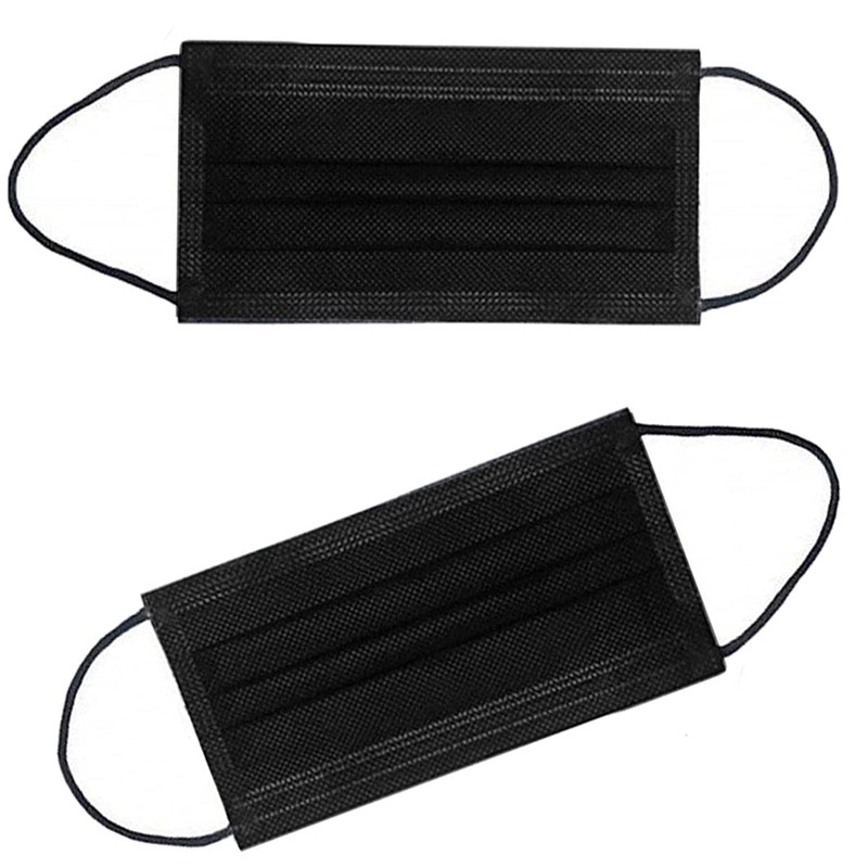 NNPCBT 100PCS 3 Ply Black Disposable Face Mask Filter Protection