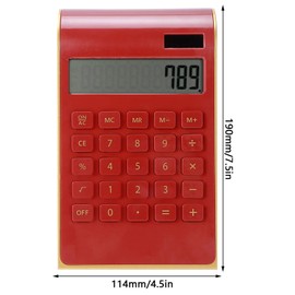 lyrlody Calculator, 10 Digits Large Buttons Calculator, Solar Desktop Calculator with Large LCD Display, Sensitive Button for Home, Office, Business (Red)