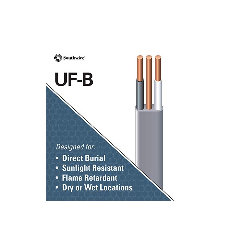 Southwire 13055921 25 ft. 12/2 Gray Solid CU UF-B W/G