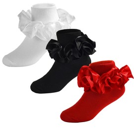 Calcetines de Encaje Con Volantes de Algodón Para Niñas Pequeñasos
