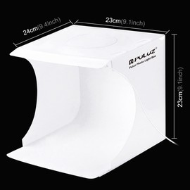 PULUZ 20cm Photography Box Folding Portable 1 LED 550LM Light Photo Studio Boss Photo Studio Kit Studio with 1 LED Light Mini Desktop Photography Booth Portable Portable Folding Shooting Box 6 Color