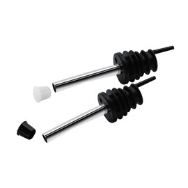 Fackelmann 2 Pieces 4" Of Stainless Steel/Pp Bottle Server Set, Silver/Black