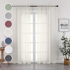 OWENIE OWENIE Sheer Curtains 84 inch Length, Ivory Sheer Cutains 2 Panels Set for Bedroom/Living Room, Rod Pocket Voile Fimly Drapes, 2pcs, Each 42" W x 84" L