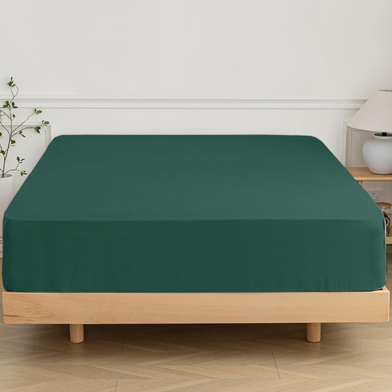 SSW HOMES Single Fitted Sheet Emerald - Deep Pocket 16