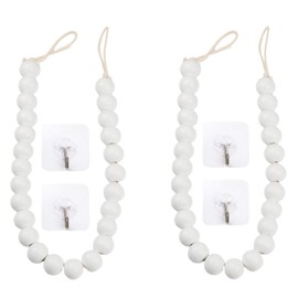 1 Pair Wooden Curtain Tiebacks Clips, Installation Free Curtains Tie, 57cm/22In Long Drape Tie Backs, Curtain Holdbacks for Decorativing (White)