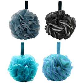 CLDURHGE Shower Sponge, Shower Sponge Set for Deep Cleansing, Premium Loofah Sponge and Body Scrub, Lightweight Bath Sponge & Body Scrubber, Four Colours