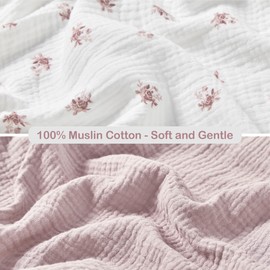 JOHNPEY Muslin Bassinet Sheets - Pack n Play Sheets Fitted for Baby Boy and Baby Girl - Toddler Bed Sheets, 17"x 32"x 3", 2 Pack (Floral & Sand)