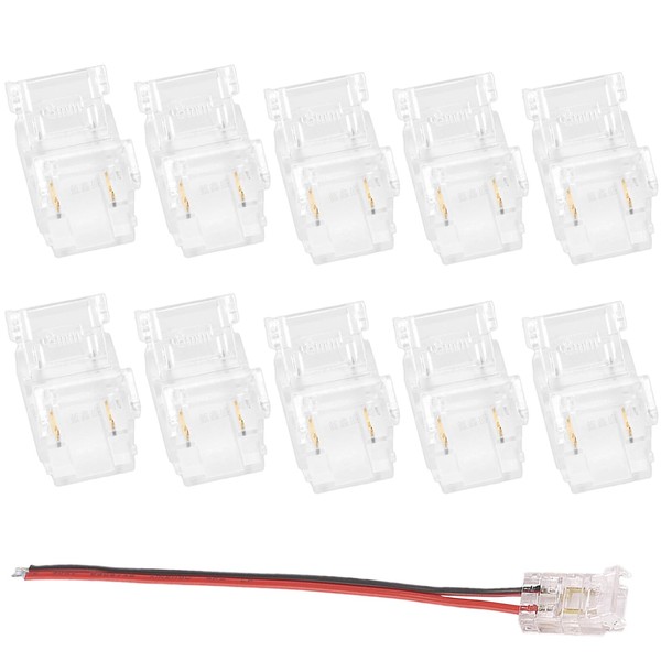 MNFPSJB 10Pcs 2 Pin 8mm COB LED Strip Light Connectors