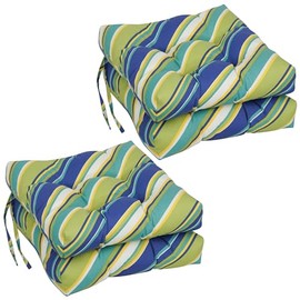 Blazing Needles 16-inch Square Tufted Outdoor Chair Cushion, 16 x 16, Browning Sunblue 4 Count