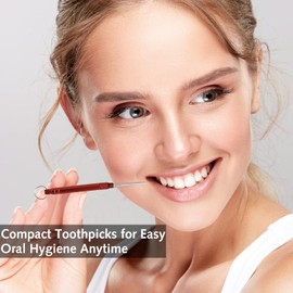 2 Pcs Metal Toothpick Stainless Steel Toothpicks with Keychain Portable Toothpick Keychain Toothpick Retractable Toothpick Reusable Toothpick for Home Outdoor Travel Picnic Camping (Blue and White)