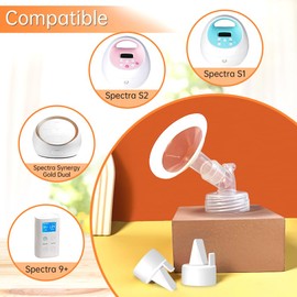 PumpMom-us 19mm Flanges Compatible with Spectra S2 S1 9 Plus Breastpumps Accessories, Replacement 19mm Breast Shield and Duckbill Valves for Spectra Pump Parts and Spectra Flange