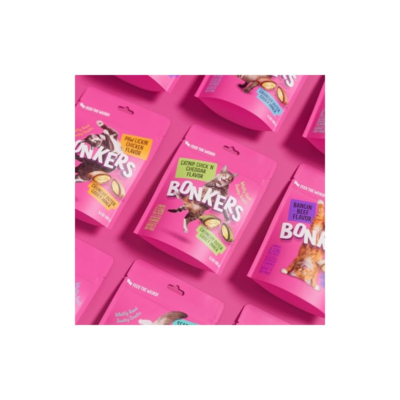 Bonkers Bites Catnip & Chick 'N' Cheddar Flavor Crunchy &