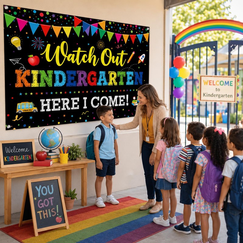 Welcome Back to School Banner,Look Out Kindergarten Here I Come