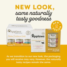 Applaws Wet Cat Food, 12 Count, Limited Ingredient Canned Wet Cat Food, Chicken Count in Broth, 2.47oz Cans…