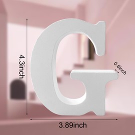 Wood Letters 4.3 Inch, White Unfinished Wood Letters for Graft, Wooden Letters for Wall Decor, Standing Letters for Bedroom, Home, Birthday, Party, DIY Graft (G)