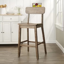 Boraam Torino Bar Height Wood Kitchen Bar Stool - Barnwood Wire-Brush