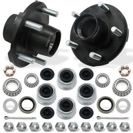 DEEPDREAM 2 Sets 3500lb Trailer Hub Kit 5 Bolt 4.5" Trailer Hubs 5 Lug Fit 1-1/16" to 1-3/8" Tapered Trailer Spindle Wheel Bearing Kit 5x4.5 Boat Trailer Axle Hub Kit Only Fit Tapered Spindle