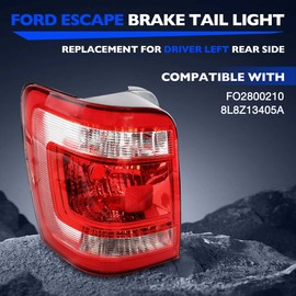 Tail Light Assembly Compatible with 2008–2012 Ford Escape, Left Driver Side Rear Tail Lights Replacement, Taillight Brake Lamp Fits FO2800210 8L8Z13405A (w/o Bulbs & Harness)