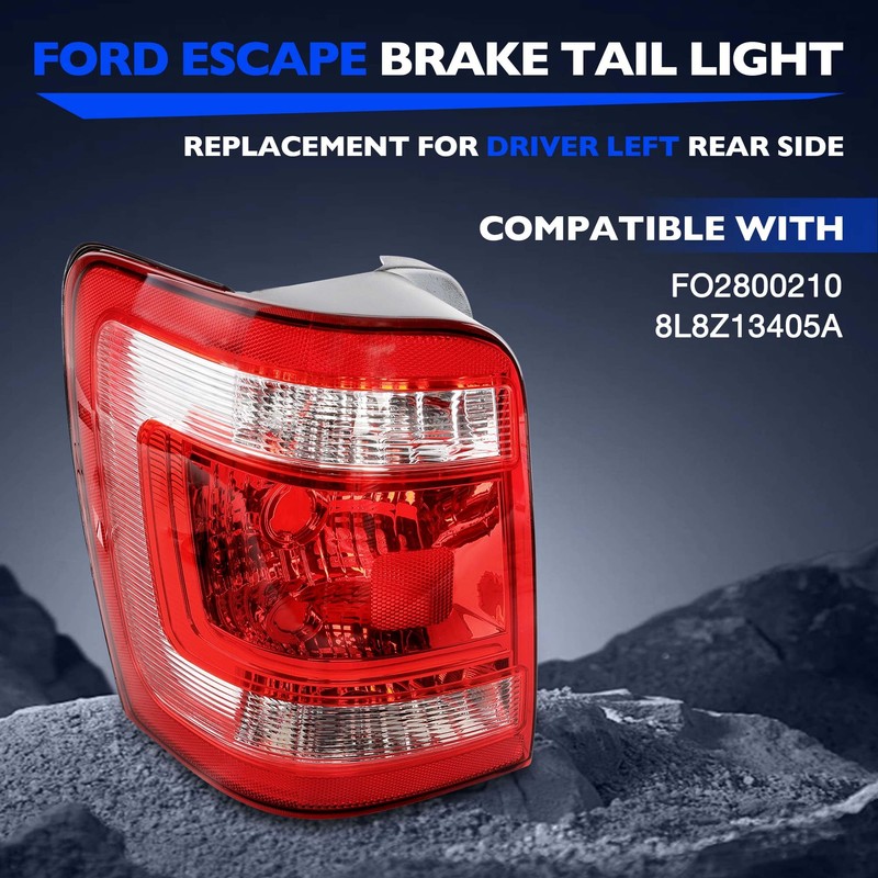 Tail Light Assembly Compatible with 2008–2012 Ford Escape, Left Driver