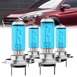 LECCIBUB Headlight Bulbs Compatible With Hyundai Tucson 2016-2018, H7 High Beam + H7 Low Beam Halogen Light Bulb Combo, Super Bright 6000K White, Plug and Play, Pack of 4