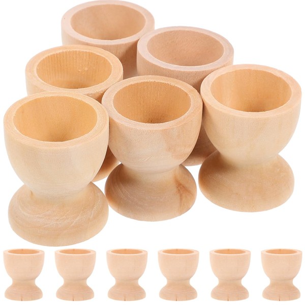 HOODANCOS 16pcs Easter Wooden Egg Cup Unfinished Egg Stand DIY