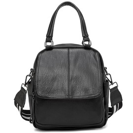 Kiepoar Women Fashion Leather Backpack, Casual Multi Functional Daypack 3-in-1 as Rucksack Shoulder Bag Handbag, Stylish Lightweight Chic Multipockets Purse for Office School Travel