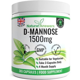 D-Mannose | 365 Capsules | Max Strength 1500mg per Serving - Precision DMannose - Vegetarian Capsules not Tablets or Pills, Made in The UK (365 Count (Pack of 1))