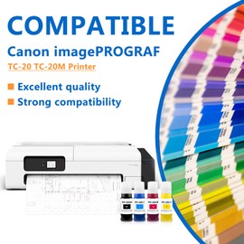 Dikarsum PFI-050 Pigment Ink Bottle Replacement for Canon PFI-050 PFI 050 PFI050 imagePROGRAF TC-20 TC-20M Printer (Black Cyan Magenta Yellow 4pcs)